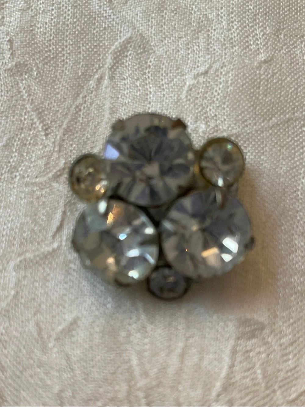 Vintage Silver Tone Clear Crystal Floral Brooches, Classic Sparkle